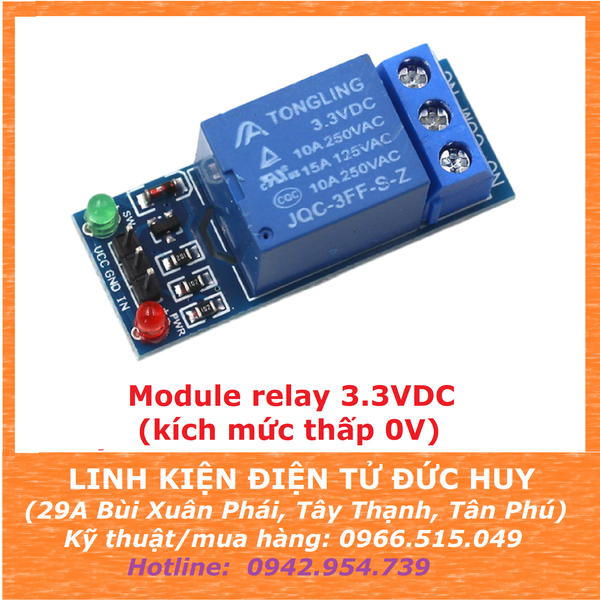 Module 1 relay 3.3VDC opto cách ly, kích mức thấp