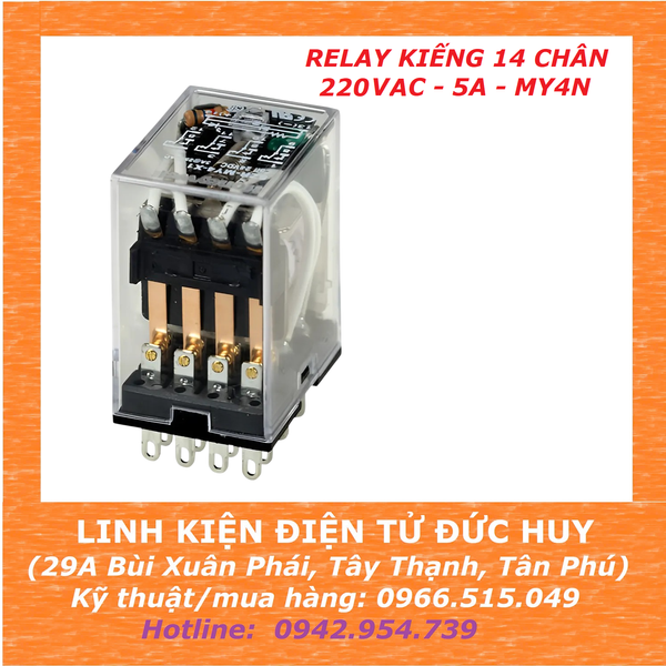 Relay kiếng 14 chân 220VAC 5A MY4N