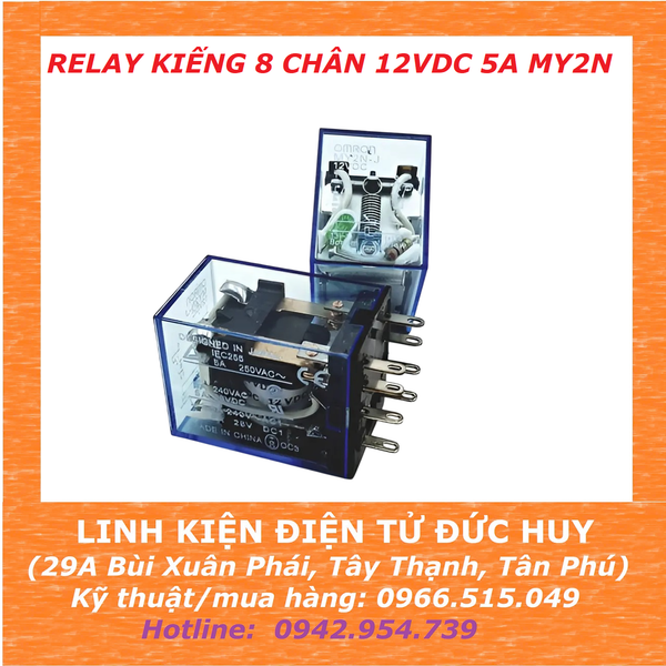 Relay kiếng 8 chân 12VDC 5A MY2N