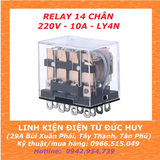 Relay kiếng, relay trung gian 14 chân, 220v 10A, LY4N
