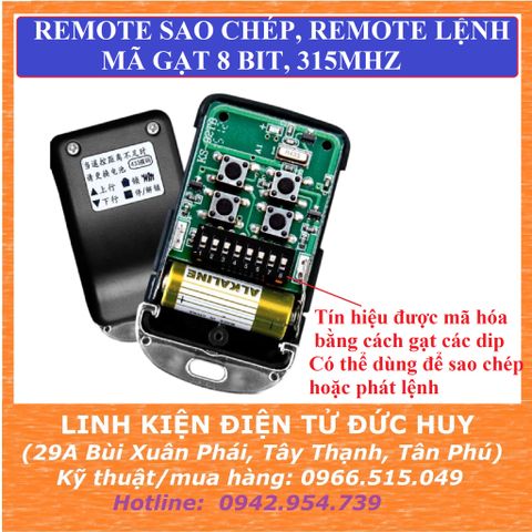 REMOTE SAO CHÉP, REMOTE LỆNH MÃ GẠT 315MHZ  433MHZ