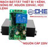 MẠCH BẬT/TẮT THIẾT BỊ RF 1 KÊNH, NGUỒN 220V/AC, HỌC LỆNH