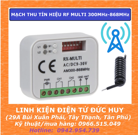 Mạch điều khiển từ xa 2 thiết tự dò tìm tần số RX MULTI 300MHz-868MHz