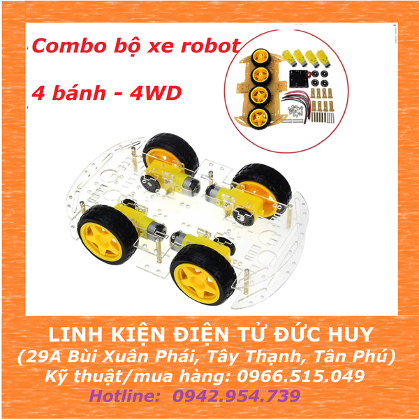 BỘ KHUNG XE ROBOT 4 BÁNH 4WD - MICA, ĐẦY ĐỦ PHỤ KIỆN
