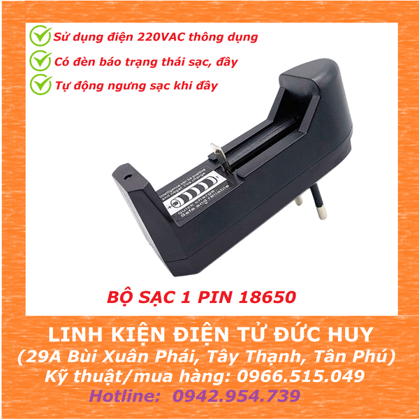 BỘ SẠC 1 PIN 3.7V 18650