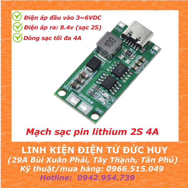 Mạch sạc mini 2S 3S 4S pin lithium 3.7 4.2VDC