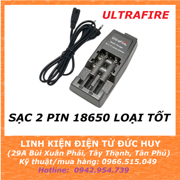 Sạc pin đôi 2 pin 18650/18350/14500 ULTRAFIRE (Loại tốt)
