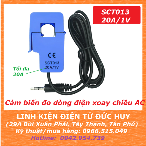 Cảm biến dòng điện AC, ampe kẹp 20A SCT013 20A/1V
