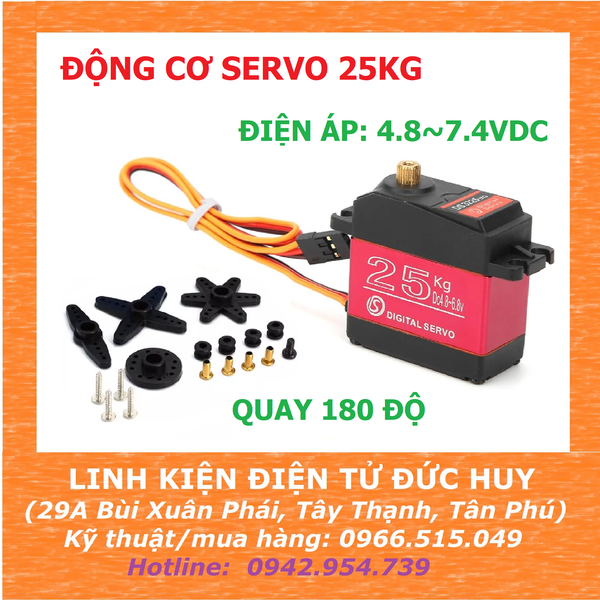 SERVO 25KG, 4.8~7.4VDC, 180 ĐỘ, BÁNH RĂNG KIM LOẠI