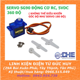 ĐỘNG CƠ RC SERVO SG90, ĐIỆN ÁP 5V, xoay góc tối đa 360 độ