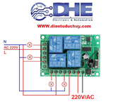 MẠCH BẬT/TẮT 4 THIẾT BỊ SÓNG RF, AC85~256V, HỌC LỆNH 433MHZ