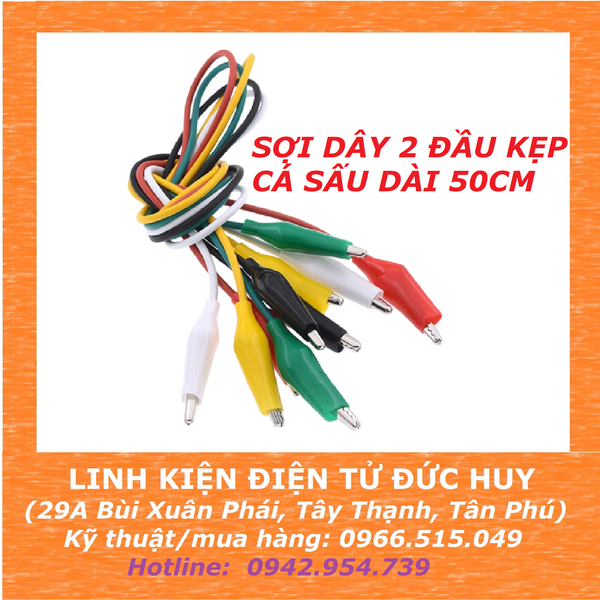 1 SỢI DÂY 2 ĐẦU KẸP CÁ SẤU DÀI 50CM MÀU SẮC NGẪU NHIÊN