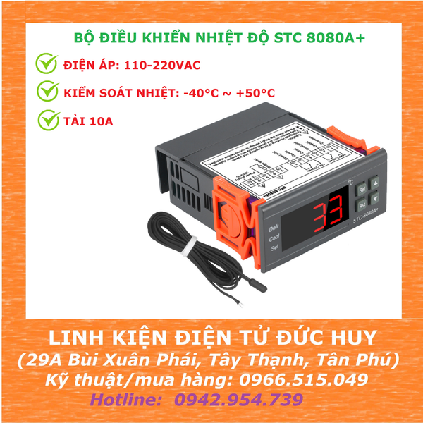 STC 8080A+ MẠCH ĐIỀU KHIỂN NHIỆT ĐỘ 220V, 2 THIẾT BỊ