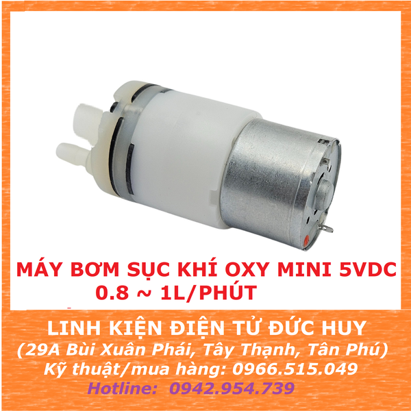 MÁY THỔI KHÍ, SỤC KHÍ OXI MINI 310 5VDC, 0.8 - 1L / PHÚT