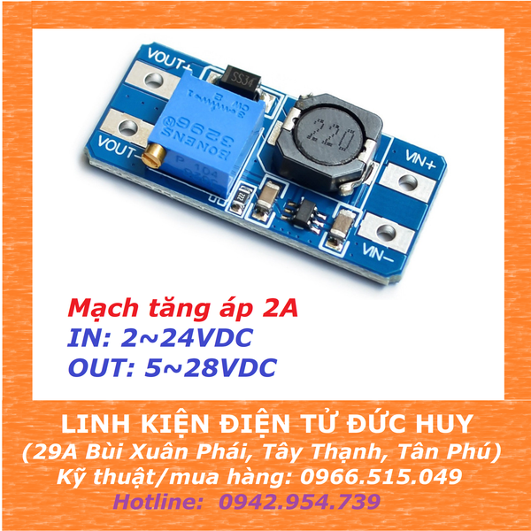 Mạch tăng áp MT3608, TẢI TỐI ĐA 2A