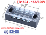 Cầu đấu dây TERMINAL BLOCK TB1504, 15 AMPE/600V (4 CỌC)
