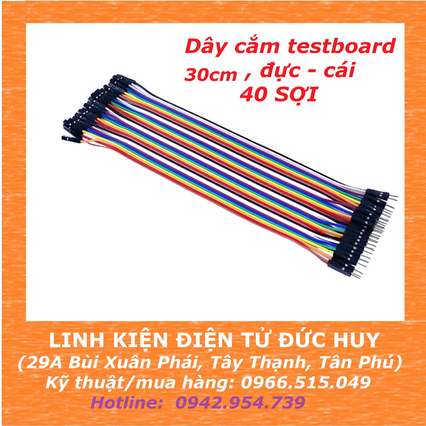 Dây cắm testboard,1 đầu đực - cái , dài 30CM, 40 sợi