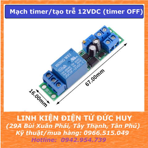 Module mạch tạo trễ timer delay từ 0 - 25s 12VDC (timer OFF)