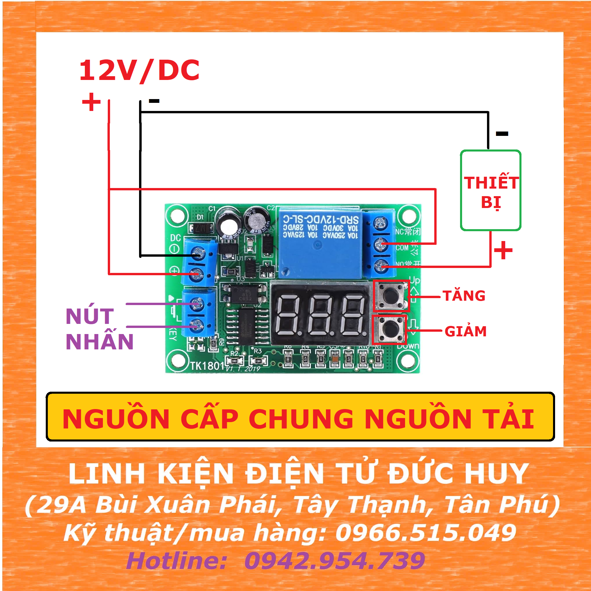 TK1801 MẠCH TẠO TRỄ 12V ( TIMER OFF ) CÓ MÀN HÌNH HIỂN THỊ – LINH KIỆN ...