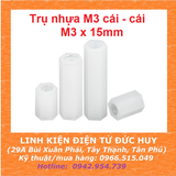Trụ nhựa M3, cái - cái (2 đầu cái), dài 15mm