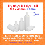 Trụ nhựa M3, đực - cái (1 đầu đực, 1 đầu cái), dài 40mm