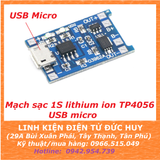 TP4056 1S 1A MẠCH BẢO VỆ SẠC XẢ 1S PIN LITHIUM ION MICRO USB