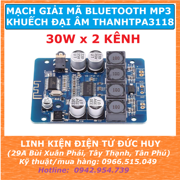 MẠCH KHUẾCH ĐẠI ÂM THANH BLUETOOTH XH M314 TPA3118, ĐẦU RA 2 KÊNH 2 x 30W