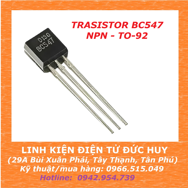 Transistor BC547 NPN, KIỂU CHÂN TO-92