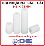 Trụ nhựa M3, cái - cái (2 đầu cái), dài 25mm