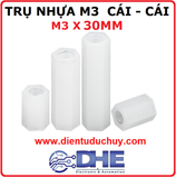 Trụ nhựa M3, cái - cái (2 đầu cái), dài 30mm
