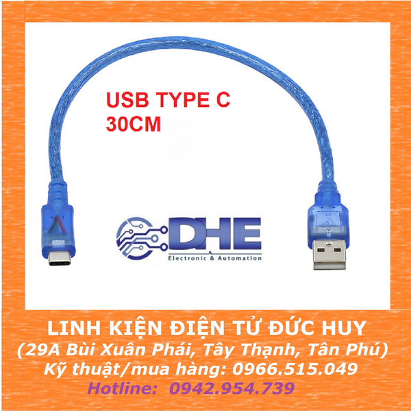 DÂY USB TYPE C 30CM, CÁP NẠP CHƯƠNG TRÌNH