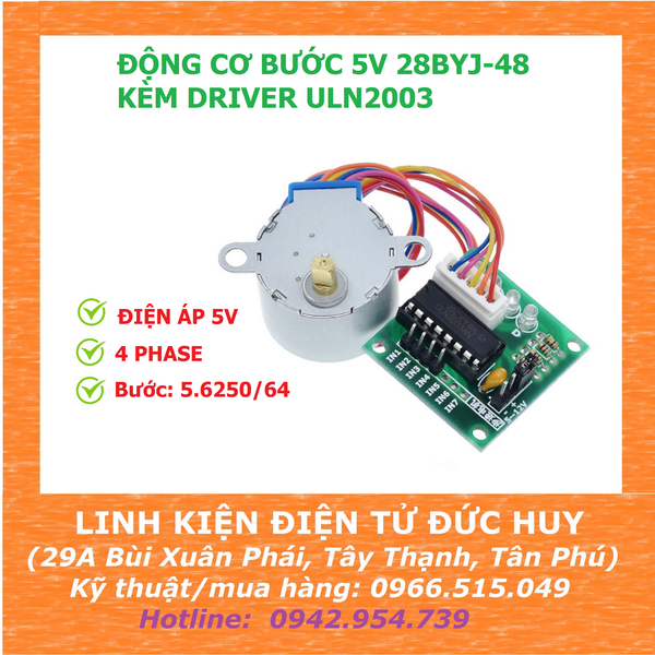 ĐỘNG CƠ BƯỚC STEP 5VDC 28BYJ-48 MODULE ĐIỀU KHIỂN ULN2003