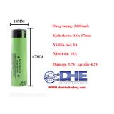 1 PIN SẠC 18650 PANASONIC ĐẦU LỒI NHẬP KHẨU CHẤT LƯỢNG CAO - DUNG LƯỢNG 100% ĐỦ 3400maH - 3.7V - DÒNG XẢ LIÊN TỤC 5A