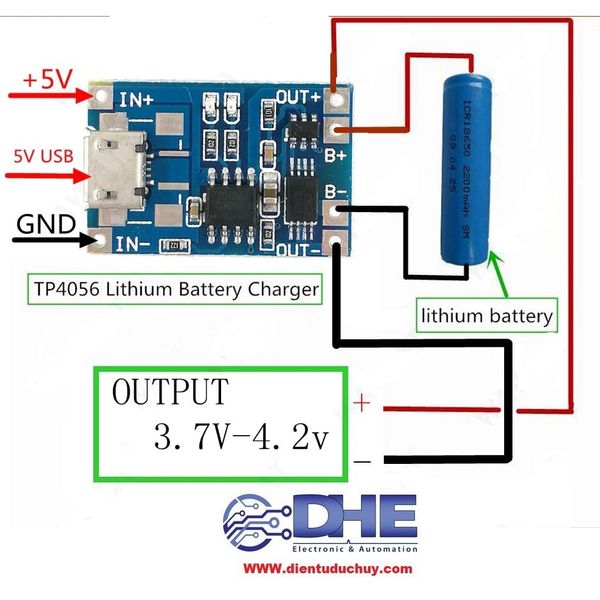 TP4056 1A MẠCH BẢO VỆ SẠC & XẢ 1S PIN LITHIUM -ION, ĐIỆN ÁP 3.7V, KẾT NỐI CỔNG USB TYPE C