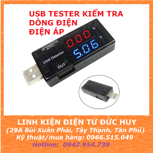 USB TEST KIỂM TRA ĐIỆN ÁP, DÒNG ĐIỆN XẢ PIN USB V1.0