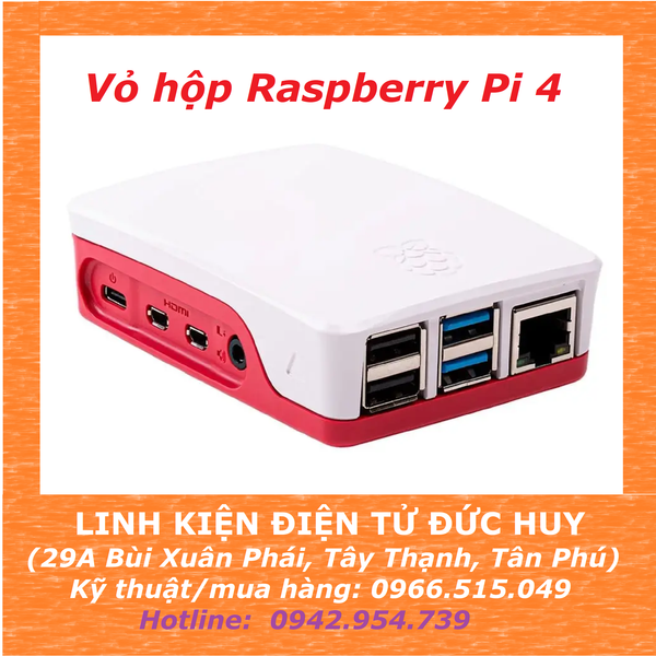 CASE VỎ HỘP RASPBERRY PI 4 NHỰA CAO CẤP MÀU ĐỎ - TRẮNG