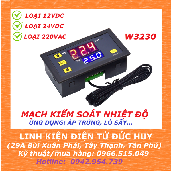 W3230 MẠCH KIỂM SOÁT NHIỆT ĐỘ LÒ SẤY, LÒ ẤP TRỨNG
