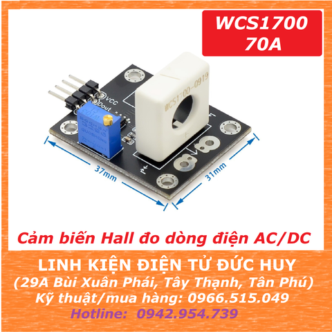 Cảm biến Hall current sensor đo dòng điện AC/DC WCS1700 70A