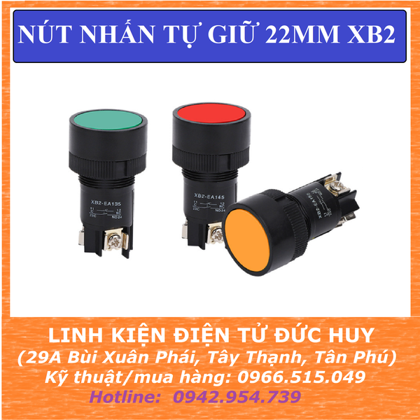 NÚT NHẤN TỰ GIỮ 22MM XB2 (1NC + 1NO)