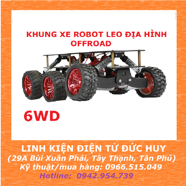 KHUNG XE ROBOT LEO ĐỊA HÌNH OFFROAD 6WD (HÀNG ĐẶT TRƯỚC 15 NGÀY)