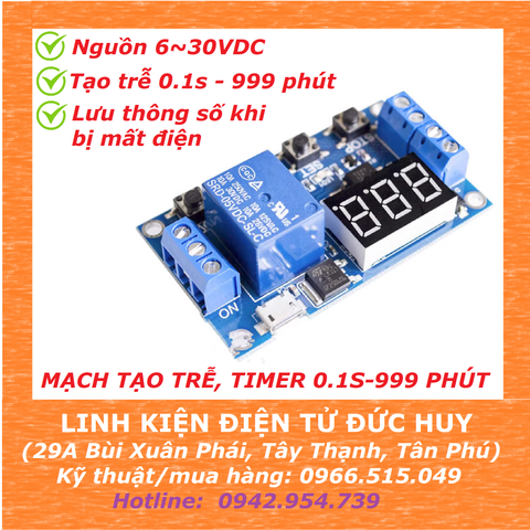 XY J02 mạch timer tạo trễ theo chu kỳ, 6~30vdc  (0.1s - 999 phút)