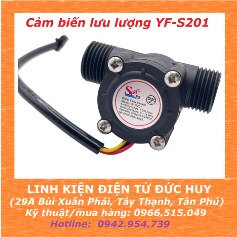 YF S201 Cảm biến lưu lượng nước, dòng chảy, đường kính ống 22mm, có ren vít dễ dàng lắp đặt.