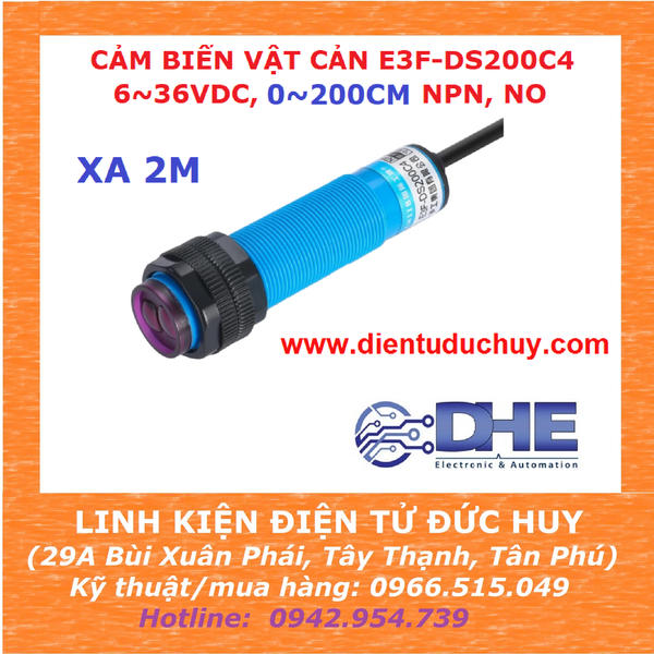 CẢM BIẾN VẬT CẢN HỒNG NGOẠI E3F-DS200C4, 6-36VDC, NPN, NO, CHỐNG NHIỄU TỐT