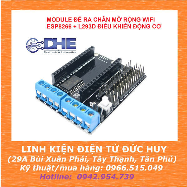 MODULE ĐẾ RA CHÂN MỞ RỘNG WIFI ESP8266 12E + L293D ĐIỀU KHIỂN ĐỘNG CƠ