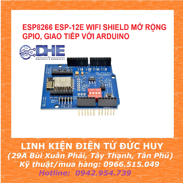 ESP8266 ESP-12E Wifi shield mở rộng GPIO, giao tiếp với Arduino