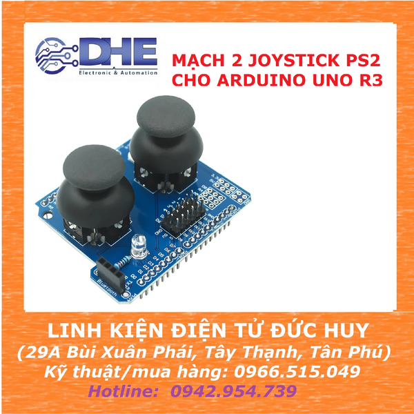 MẠCH 2 JOYSTICK PS2 LẮP VỚI MẠCH ARDUINO UNO R3