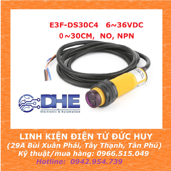 CẢM BIẾN VẬT CẢN HỒNG NGOẠI E3F-DS30C4, 6-36VDC, NPN, NO, CHỐNG NHIỄU TỐT