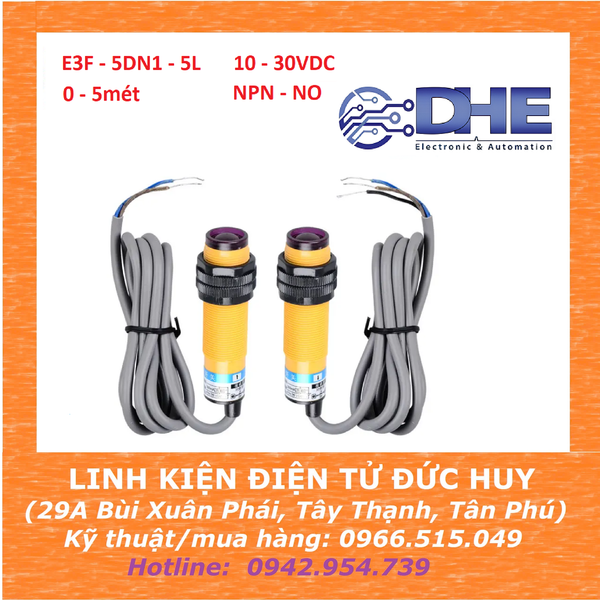 CẢM BIẾN VẬT CẢN, XA 5M, 10-30VDC, NPN, NO, CHỐNG NHIỄU TỐT