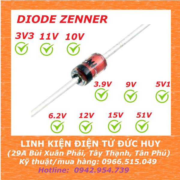 Diode Zener đầy đủ các loại