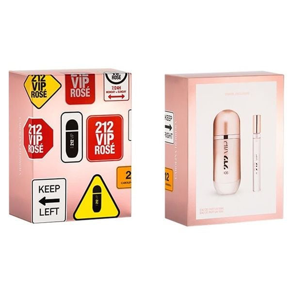  Gift Set Carolina Herrera 212 VIP Rose 2pcs ( EDP 80ml & EDP 10ml ) 